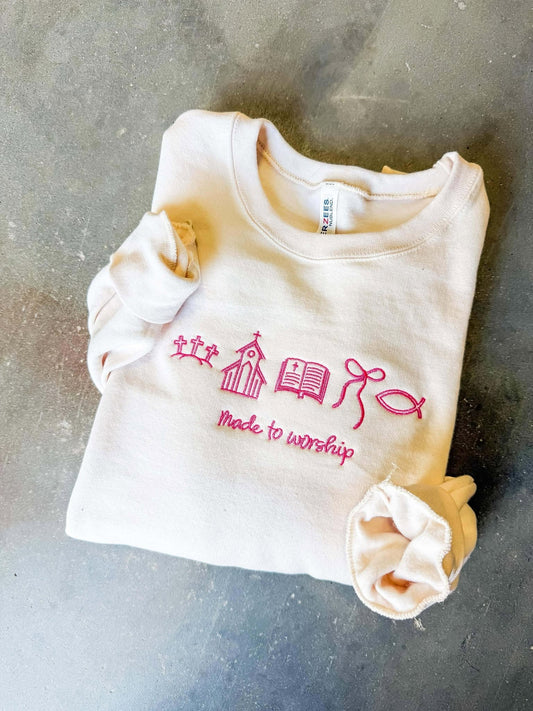 Made To Worship Trinkets Embroidered Sweatshirts