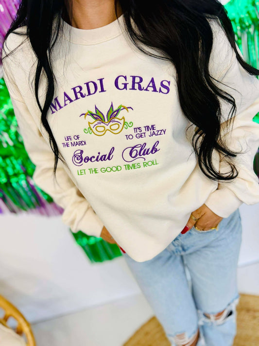 Mardi Gras Social Club Embroidered Sweatshirt