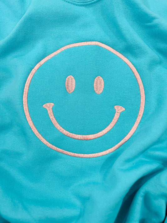 Happy Face Embroidered Sweatshirt
