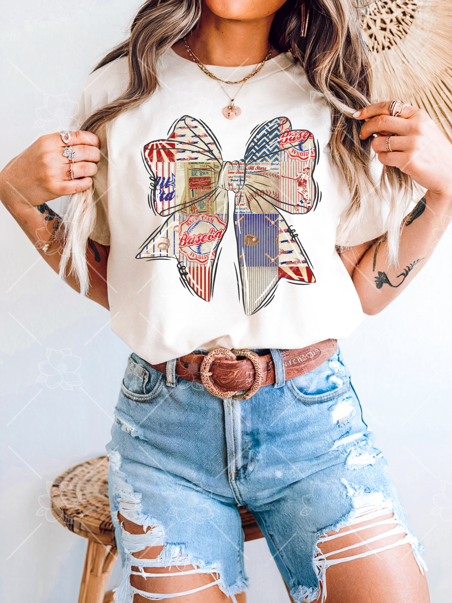 Baseball Collage Bow - Multiple Styles