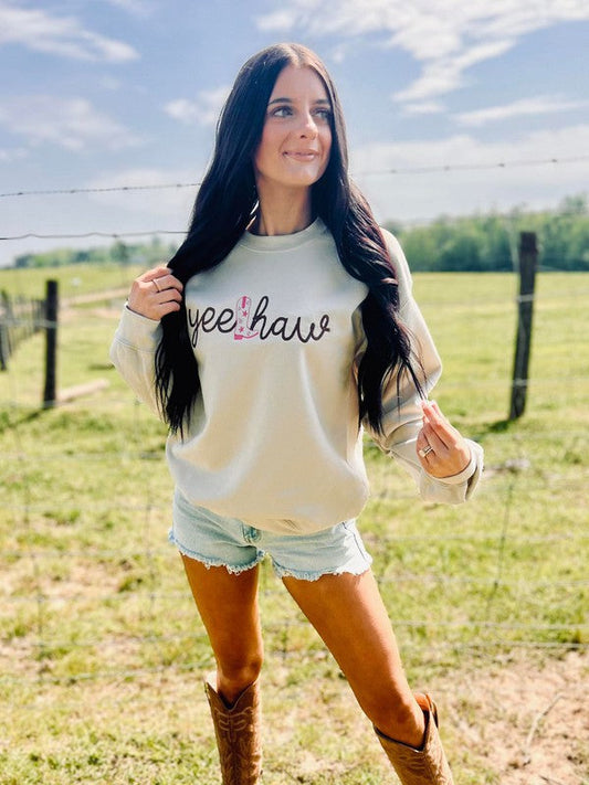 Yee Haw Boot Rope Embroidered Sweatshirt