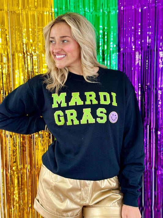 Mardi Gras Chenille Patch Sweatshirt