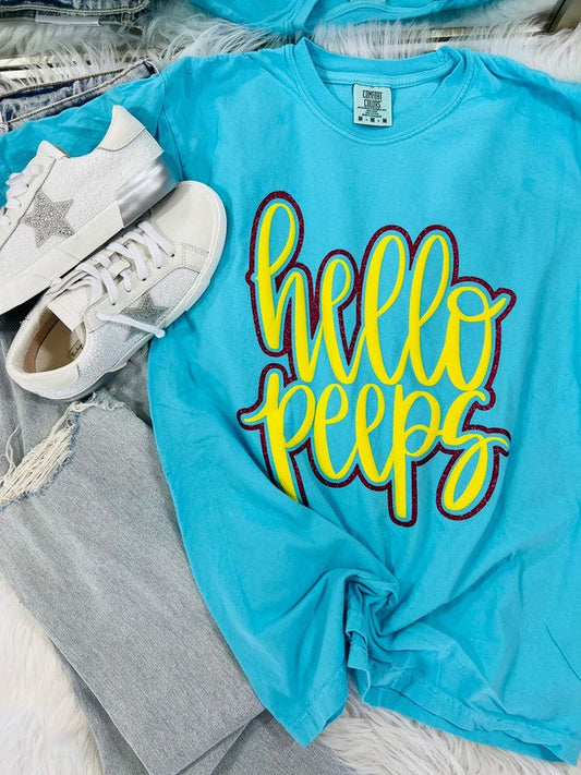 Hello Peeps Double Vinyl Puff/Glitter Combo Tee