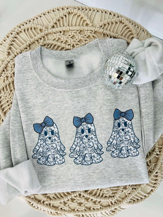 Blue Chinoiserie Ghost Trio DTF Sweatshirt