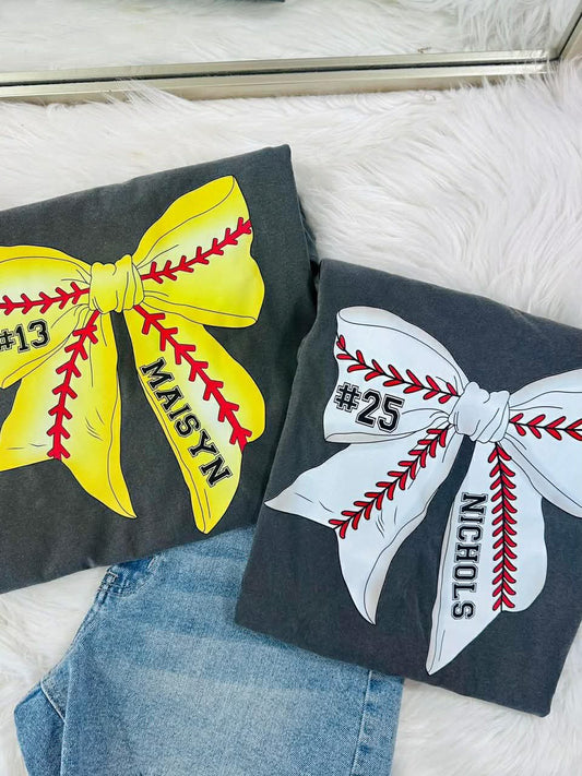 Custom Softball Bow DTF Design